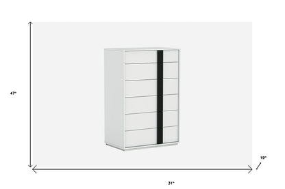 31" Black And White Stainless Steel Five Drawer Dresser