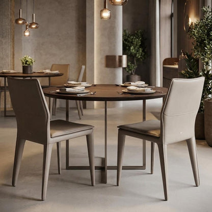 Set of Two Taupe Upholstered Faux Leather Dining Side Chairs