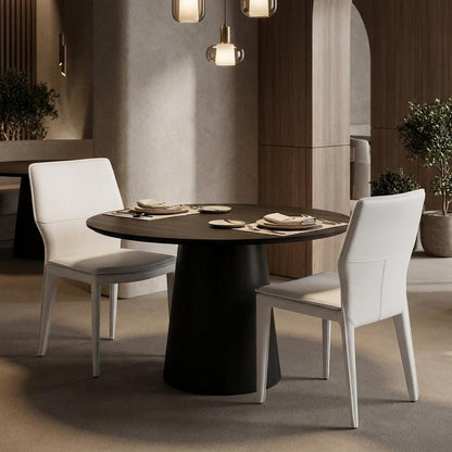 Set of Two White Slipcovered Upholstered Faux Leather Dining Side Chairs