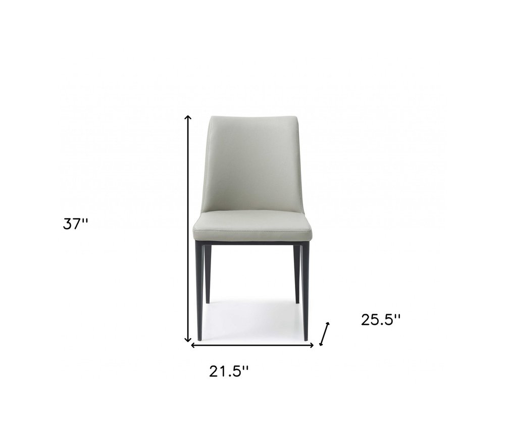 Set of Two Gray and Black Upholstered Faux Leather Dining Side Chairs