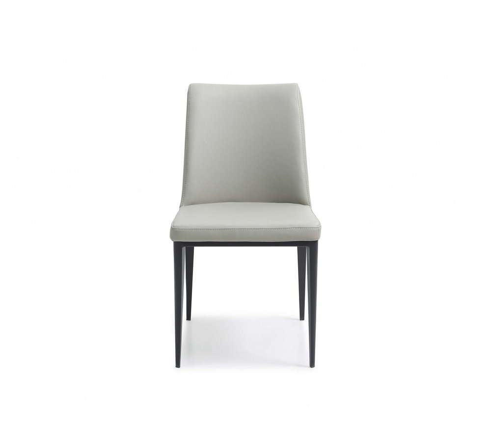 Set of Two Gray and Black Upholstered Faux Leather Dining Side Chairs