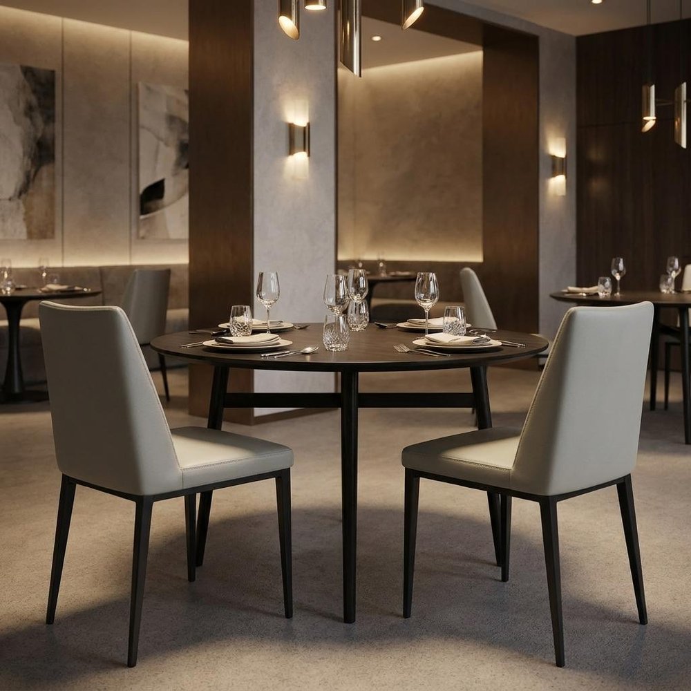 Set of Two Gray and Black Upholstered Faux Leather Dining Side Chairs