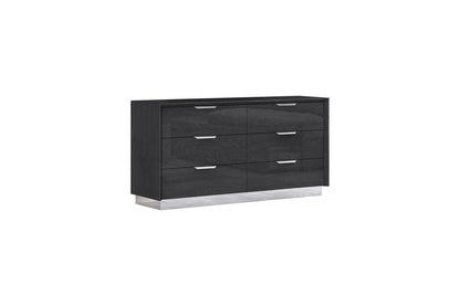 63" Grey Solid Wood Six Drawer Double Dresser