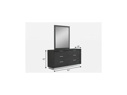 63" Grey Solid Wood Six Drawer Double Dresser
