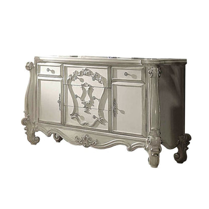 47" White Solid Wood Five Drawer Dresser