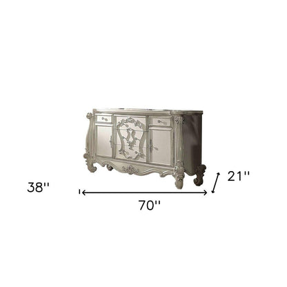 47" White Solid Wood Five Drawer Dresser
