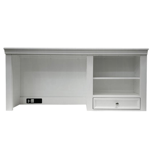 White Wood Computer Hutch With Shelf And Drawer