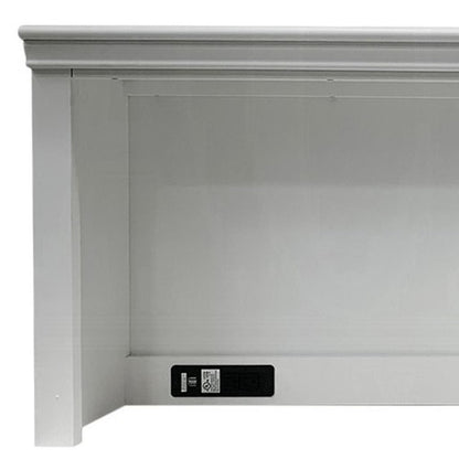 White Wood Computer Hutch With Shelf And Drawer