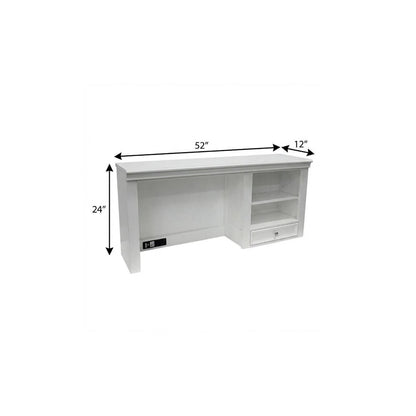 White Wood Computer Hutch With Shelf And Drawer