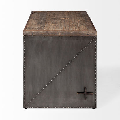 52" Dark Brown and Gray Writing Desk
