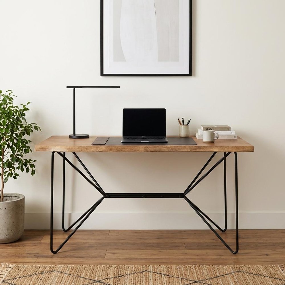 60" Brown and Black Writing Desk