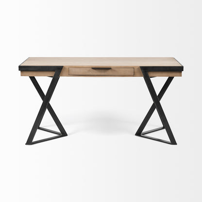 60" Brown and Black Writing Desk