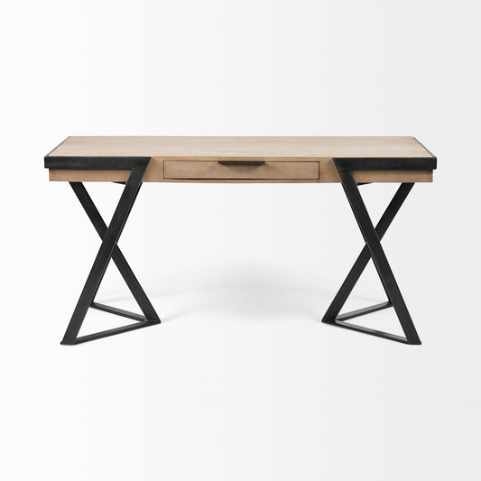 60" Brown and Black Writing Desk