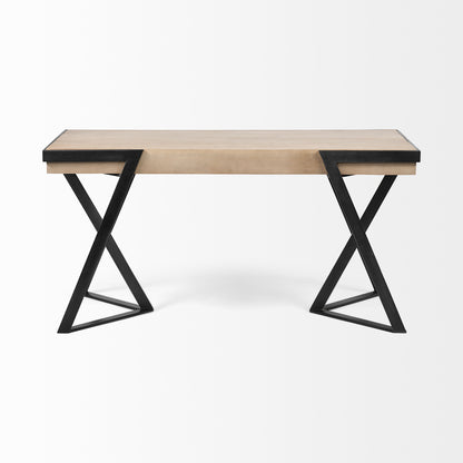 60" Brown and Black Writing Desk
