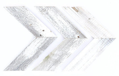 Set of Three Gray Distressed Wood Hanging Arrow Dimensional Sculptures