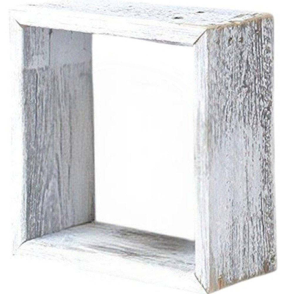 Set Of 3 Square Robins Egg Blue Reclaimed Wood Open Box Shelve