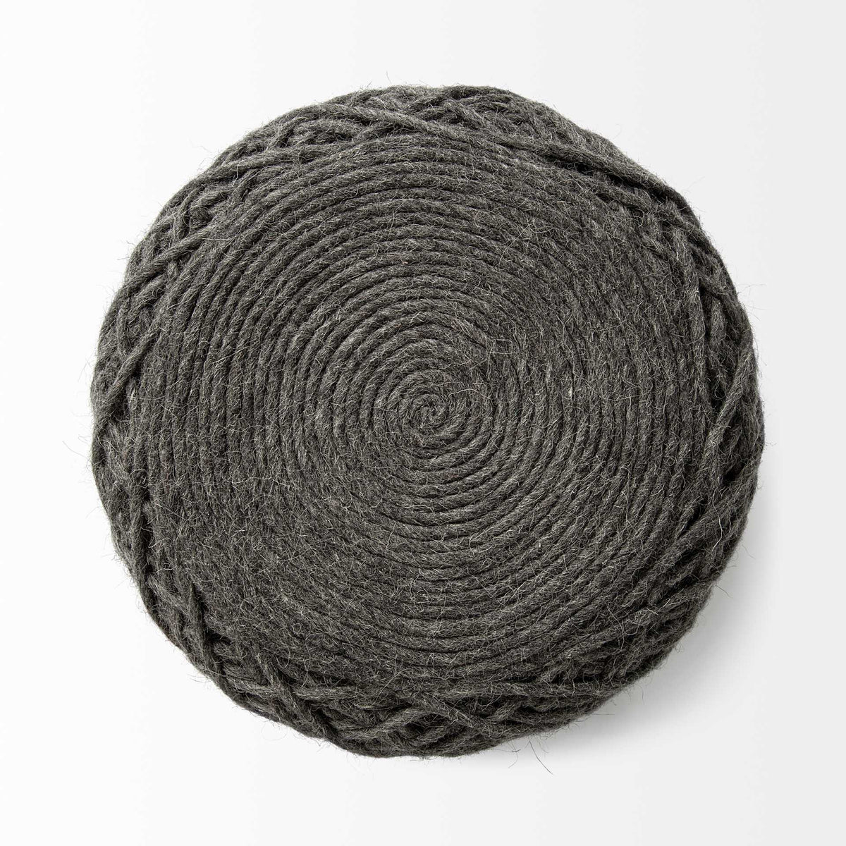 16" Gray Upholstery Cylinder Abstract Pouf Ottoman