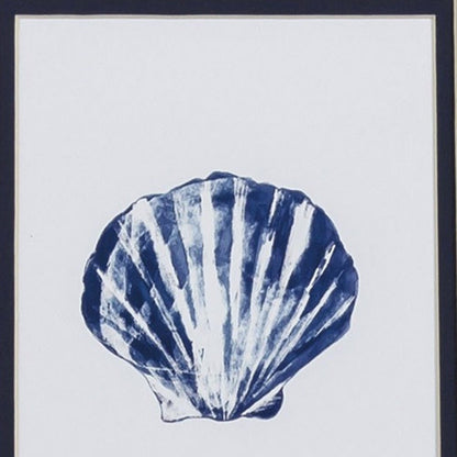 Set Of Two 11" x 9" Blue And White Seashell Wall Art
