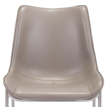 Set of Two Gray And Silver Upholstered Faux Leather Dining Side Chairs