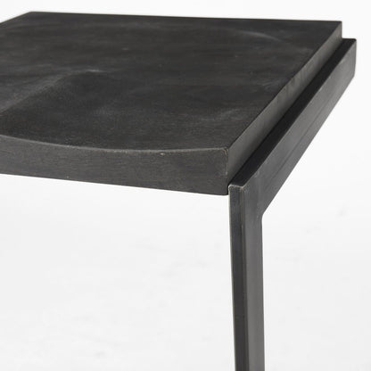 30" Black Wood And Metal Backless Bar Height Bar Chair