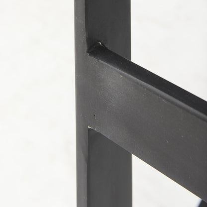 30" Black Wood And Metal Backless Bar Height Bar Chair