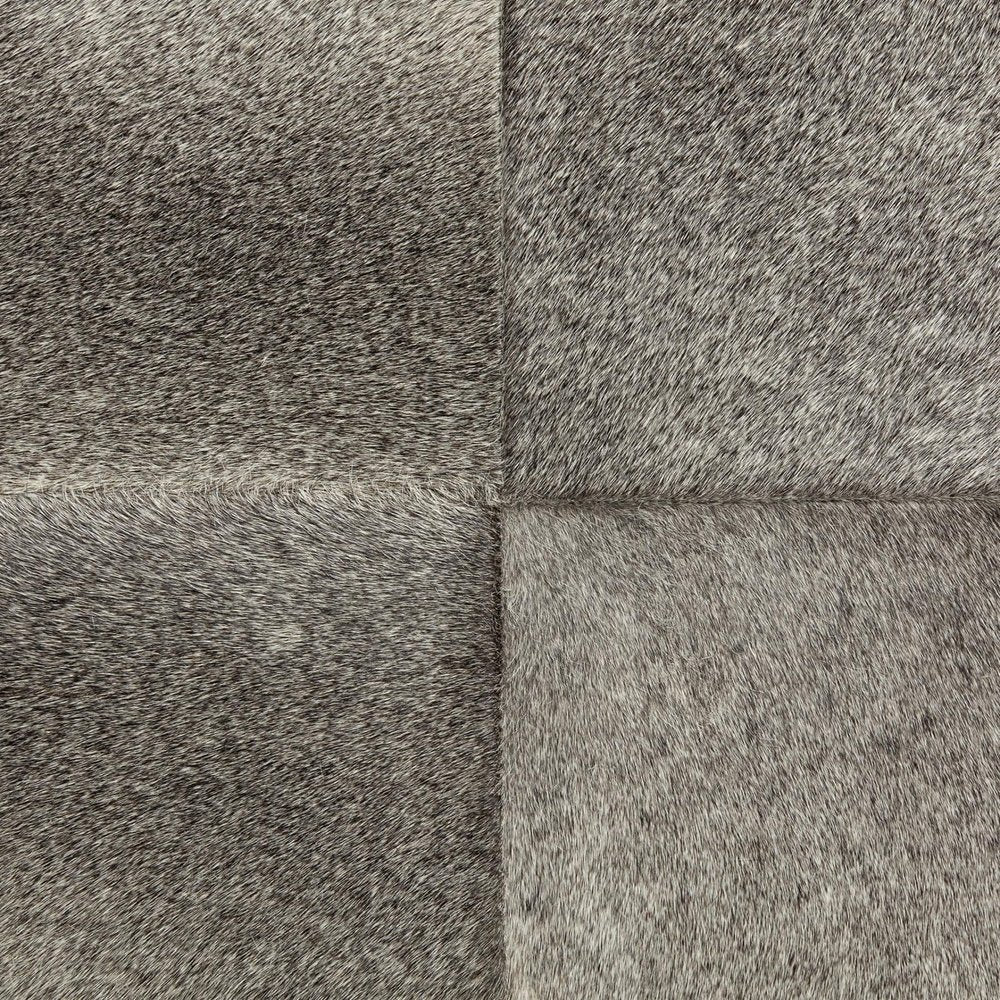 20" Gray Wool And Brown Footstool Ottoman