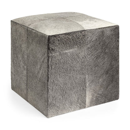 20" Gray Fabric and Wool Cube Ottoman
