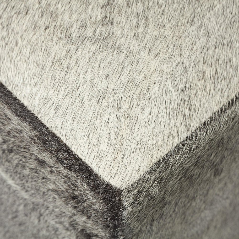 20" Gray Fabric and Wool Cube Ottoman