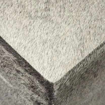 20" Gray Fabric and Wool Cube Ottoman