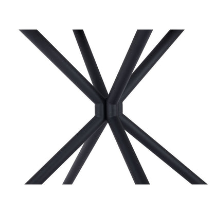 47" White And Black Rounded Steel Dining Table