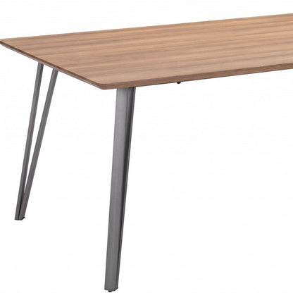 79" Brown and Gray Wood and Steel Dining Table