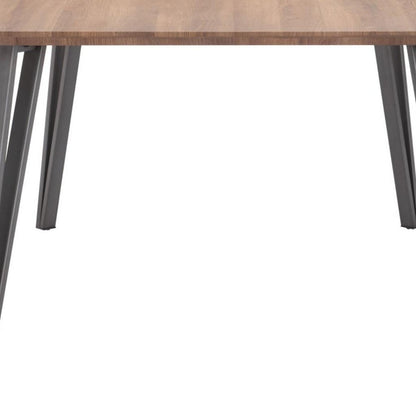 79" Brown and Gray Wood and Steel Dining Table