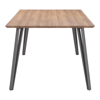 79" Brown and Gray Wood and Steel Dining Table