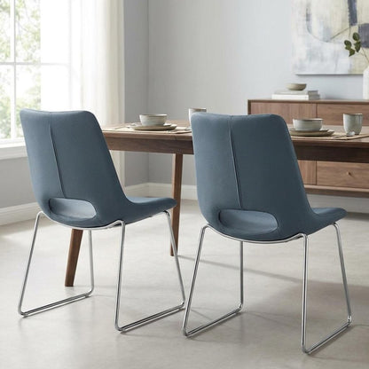Set of Two Gray And Brown Upholstered Faux Leather Open Back Dining Arm Chairs