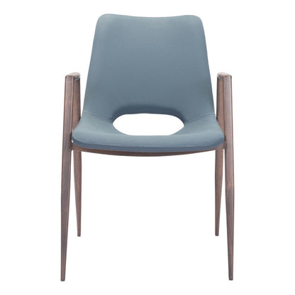 Set of Two Gray And Brown Upholstered Faux Leather Open Back Dining Arm Chairs