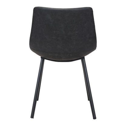 Set of Two Black Faux Leather And Steel Dining Side Chairs