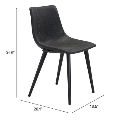 Set of Two Black Faux Leather And Steel Dining Side Chairs