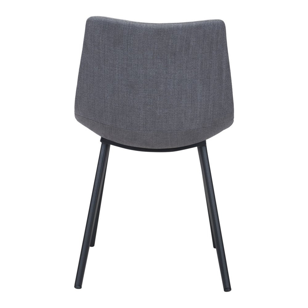 Set of Two Gray And Black Upholstered Fabric Dining Side Chairs