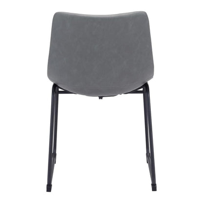 Set of Two Charcoal and Black Upholstered Velvet Dining Side chairs