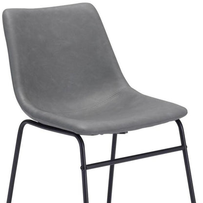 Set of Two Charcoal and Black Upholstered Velvet Dining Side chairs