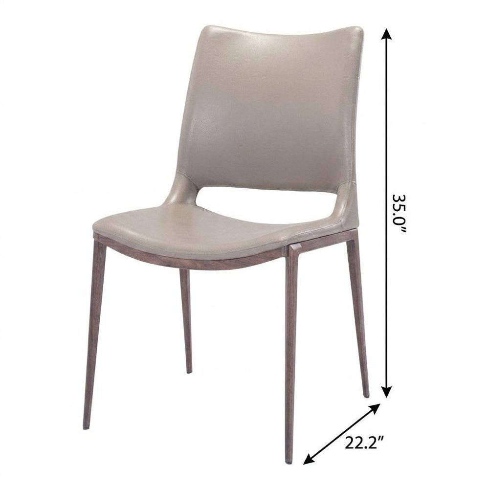 Set of Two Gray and Espresso Upholstered Faux Leather Dining Side Chairs