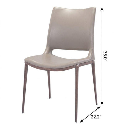 Set of Two Gray and Espresso Upholstered Faux Leather Dining Side Chairs