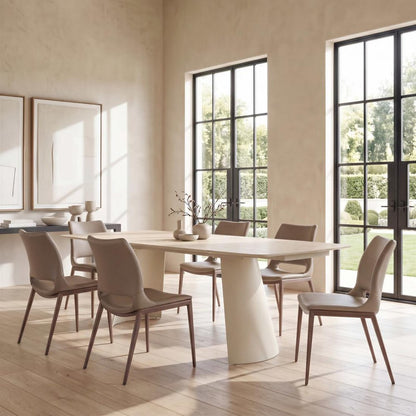 Set of Two Gray and Espresso Upholstered Faux Leather Dining Side Chairs