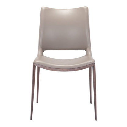 Set of Two Gray and Espresso Upholstered Faux Leather Dining Side Chairs