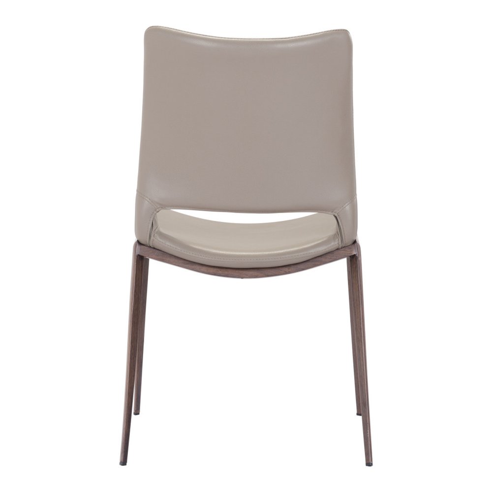 Set of Two Gray and Espresso Upholstered Faux Leather Dining Side Chairs