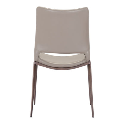 Set of Two Gray and Espresso Upholstered Faux Leather Dining Side Chairs