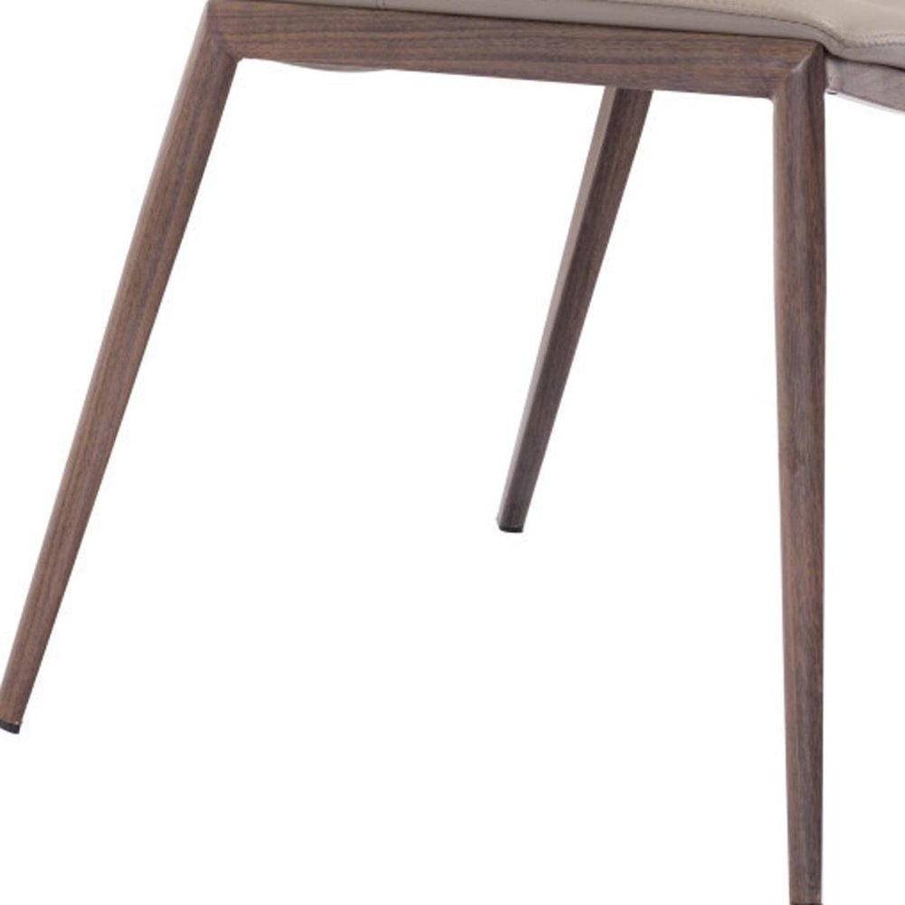 Set of Two Gray and Espresso Upholstered Faux Leather Dining Side Chairs