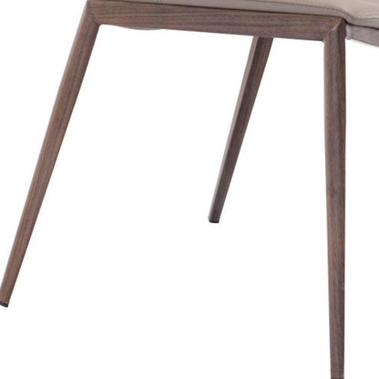 Set of Two Gray and Espresso Upholstered Faux Leather Dining Side Chairs
