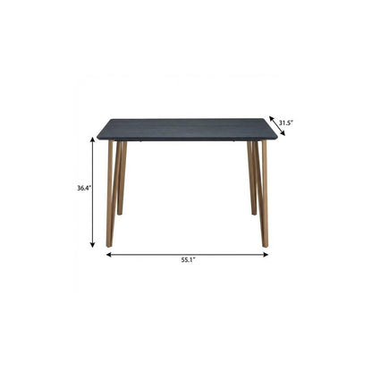 55" Black And Gold Wood And Steel Counter Height Dining Table
