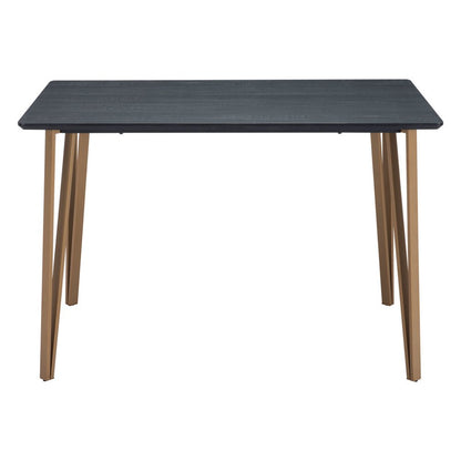 55" Black And Gold Wood And Steel Counter Height Dining Table